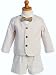 Made in USA-Lito Eton Seersucker Suit w/Jacket, Shorts, Shirt, Bowtie-White w/Khaki Stripes- X-Large