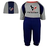 Reebok Houston Texans Newborn 3-Piece Long Sleeve Creeper Set with Skull Cap
