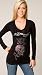 Ed Hardy Black Skull Rose V-Neck