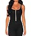 Shawhuwa Womens Sexy Ribbed Sleeveless Zipper Party Bodysuit Clubwear (Medium, Black)