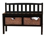 Black Bench with Brown Rattan Baskets KHA131