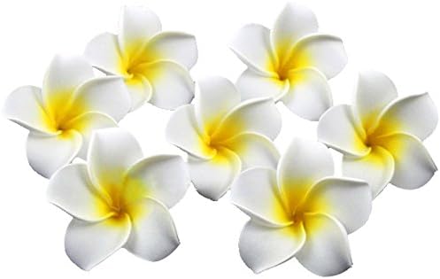 EUBEST Plumeria Hawaiian Foam Frangipani Flower For Wedding Party Decoration Package of 100 (White)