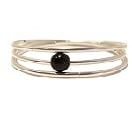 Obsidian Bracelet 03 Wrap Rainbow Black Stone Silver Coil Natural Crystal Healing Gemstone Adjustable