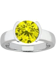 1.35 Ct Round Canary SI1/SI2 Diamond 14K White Gold Ring