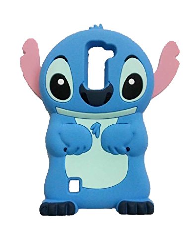 LG K7 Case,LG K7 Stitch Case,MANBO 3D Cute Cartoon Lilo Stitch Movable Ear Flip Stitch Soft Silicon Gel Back Cover Case for LG K7[Stitch]