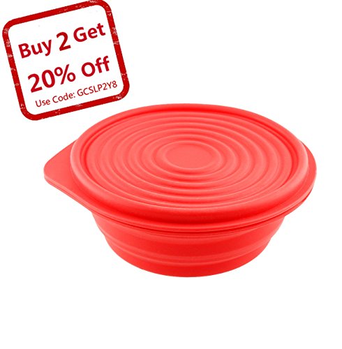 Collapsible Silicone Bowl for Camping - Food-grade & Space-Saving, Red - by Not Just A Gadget