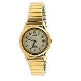 Lorus Ladies Stretch Band Gold Tone Watch Easy to Read Lumibrite Dial with Calendar