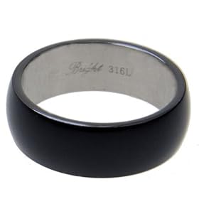 316L Stainless Steel Ring - Width: 8mm (Size 8)stone - Width: 7mm (Sizes 8-12)