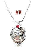 TV Inspired Vampire Antique Silver Opening Locket and Sterling Silver 4mm Earrings