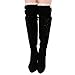 Tirain Women Knitted Flat Button Down Crochet Leg Warmers with Lace Trim FBA(Black)