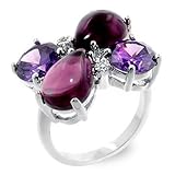 Bling Jewelry Pear Amethyst Color CZ Cocktail Fashion Ring