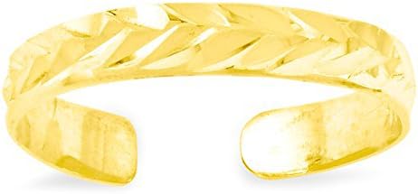 14K Yellow Gold Diamond-Cut Toe Ring