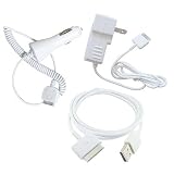 Skque Apple Ipod Touch 1G / Nano 3G 2G 1G / Classic 120GB 80GB / Iphone Car Charger + Wall Charger + USB Data Cable Bundle Kit Set (NOT FOR iphone 3G / Touch 3G , 2G / Nano 5G 4G / Classic 160GB)