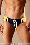 Tulio Lace-up Swimsuit - Navy/Yellow