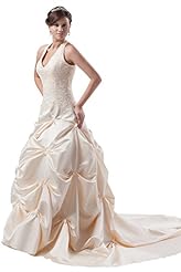 Taffeta Flutter Halter Evening Dress/Bridesmaid Dress/Prom Dress 