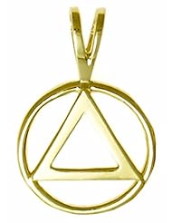 Alcoholics Anonymous AA Symbol Pendant, #01-1, Solid 14k Gold, Medium Simple Look