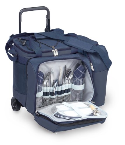 Collapsible Rolling Cooler with Wheels - 32 cans Base Color: Black