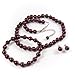 Red Satin-Finish 8mm Glass Pearl Necklace, Bracelet and Earrings Set by Margot Townsend
