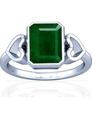 14K White Gold Emerald Cut Emerald Womens Astrological Ring