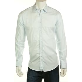 Ermenegildo Zegna Blue Satin Check City Fit Dress Shirt, Size 15.5 X 39