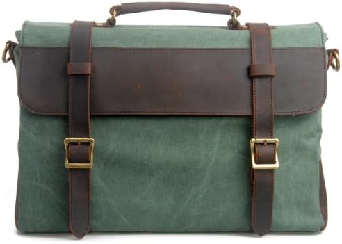 Hynes Eagle Retro Leisure Business Canvas Genuine Leather Laptop Messenger Handbag/Briefcase