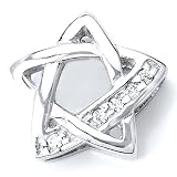 Sterling Silver Cubic Zirconia Rhodium Plated Star Shape Pendant.