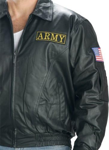 USA Leather Mens Army Patriotic Black Leather Jacket - 4X-Large