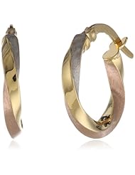 14k Italian Tri-Color Twist Hoop Earrings