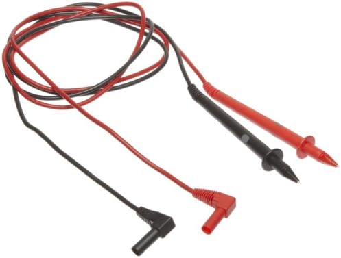 TPI A080 Silicone Test Lead with Threaded Tips, 0.16" Fixed Right Angle Male Banana Plug, 1000V/10A Rating, 47.24" Lead Length