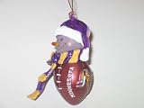 MINNESOTA VIKINGS 2.75 Striped Snowman with Scarf Touchdown Football CHRISTMAS ORNAMENT