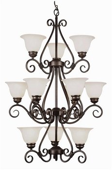 Trans Globe Lighting 6398 Transitional Twelve Light Up Lighting Three Tier Chandelier from the New Century, Pewter On Sale