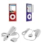 Accessory bundle kit: Hard Grade A Crystal Case + Auto Car Charger DC + Home Travel Charger AC + Clear Screen Protector for iPod Nano 5g Nano 5th Generation