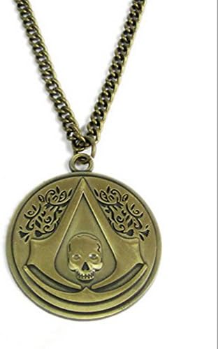 Assassin's Creed 4 Iv Black Flag Logo Pandant Necklace Cosplay Costume Bronze Round
