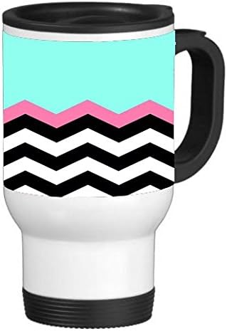 Girly Chic Chevron Mint Pattern 14 ounce Stainless Travel Mug Thermos