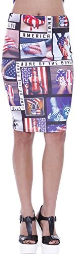 C7030 Americana Photos Midi Skirt Junior's Clothing,MULTI,M