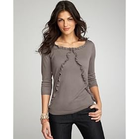Buy Ann Taylor Ladies Ground Pepper Petite Wool Ruffle Pullover Sweater by Ann Taylor