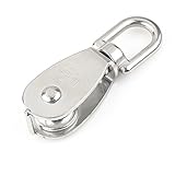 滑車　ステンレス製品 　リフティング、 クレーン用　ローププーリー　 単滑車　　車径20mm　総長73mm　使用ロープΦ13mm　M20　シルバー
