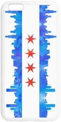 5.5inches Slim And Stylish Chicago State Flag - Watercolor City Skyline Pattern iPhone 6 Plus TPU(Laser Technology) Case Cover for White And Black