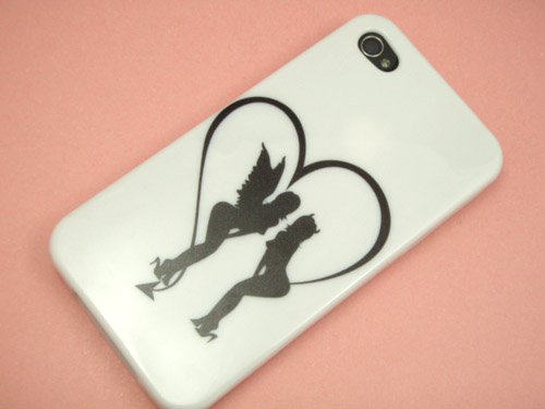 【iPhone4用 携帯ケース（TUP特殊印刷カバー）】UV021 天使と悪魔　ハート