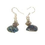 Apatite Earrings 04 Dangle Sterling Silver Bead Crystal Healing Nugget Blue Stone Natural Genuine 1.3