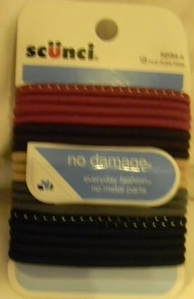 Scunci 18 Count 4 MM large No damage Hair Elastic Ponytailers, 18 Count