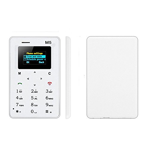 Twinbuys M5 Mini Mobile Card Phone for Basic Back Up Use Kids Gift 2G Micro Sim(white)