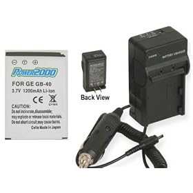 1200mAh Battery + Charger Kit for General Imaging GB-40, GB40 Battery Works for the GE: E850, E1030, E1035, E1040, E1050, E1235 Digital Camera