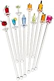 Prodyne S-10-H Happy Hour Swizzle Sticks. Clear Shafts, Set of 10