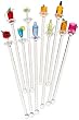 Prodyne S-10-H Happy Hour Swizzle Sticks. Clear Shafts, Set of 10