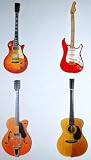 Guitar Wooden Deluxe Fridge Magnet Gift Set - GT-1