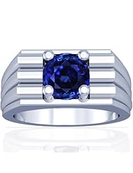 Platinum Round Cut Blue Sapphire Solitaire Ring