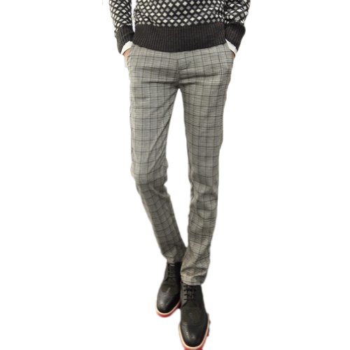 Magiftbox Men's Checked Plaid Slim Fit Skinny Pants