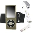 iPod Nano Silicone Case Package for 4th Generation Skin Cover + Screen Protector + Car / Home Charger / USB and Armband, Nike + Compatible