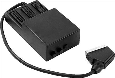 3 way SCART Switcher__3-WAY SWITCHED SCART SPLITTER BOX NICKEL PLATED